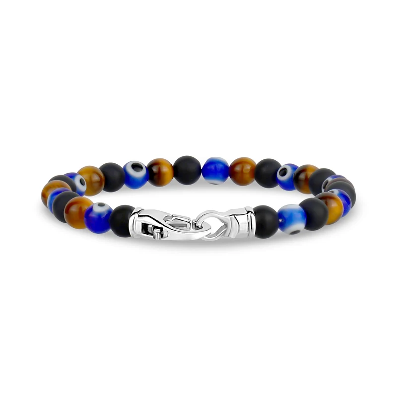 Bracelet œil maléfique multi-pierres - 6MM