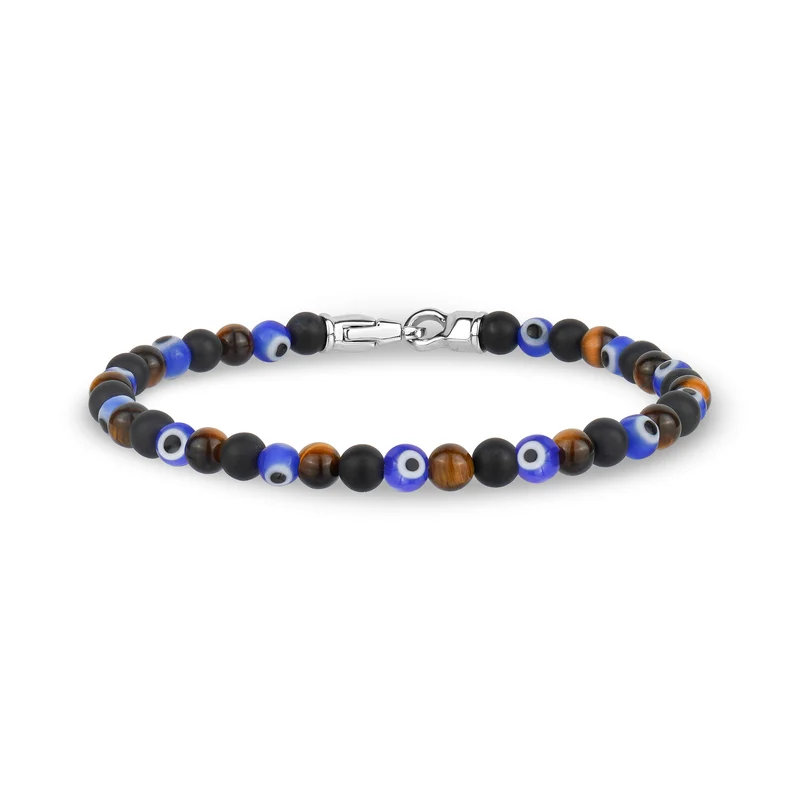 Bracelet œil maléfique multi-pierres - 4MM