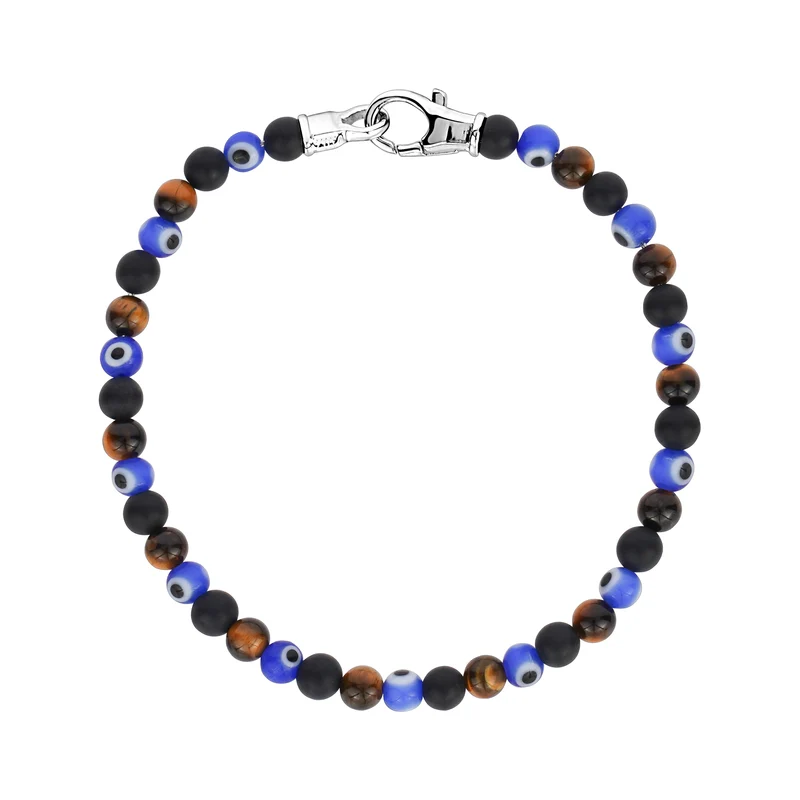 Bracelet œil maléfique multi-pierres - 4MM