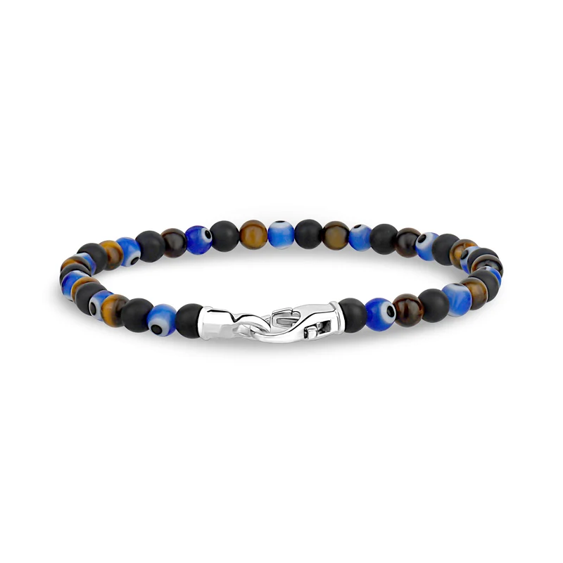 Bracelet œil maléfique multi-pierres - 4MM
