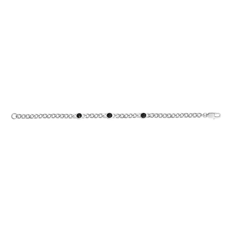 Bracelet à maillons cubains avec trois pierres