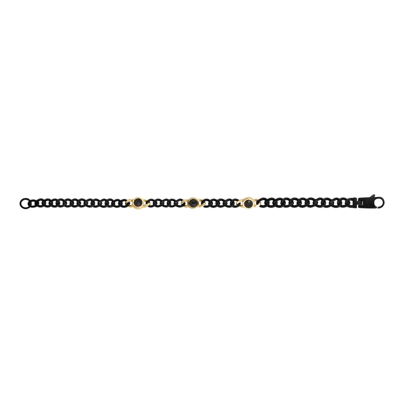 Bracelet à maillons cubains avec trois pierres