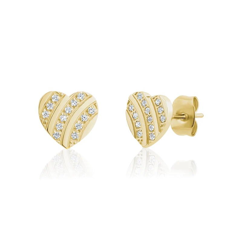 Boucles d'oreilles en forme de cœur serti de pierres rayonnantes