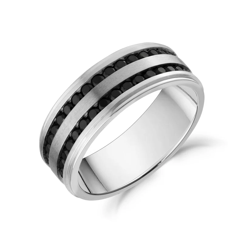 Double rangée de pierres noires Matte Jonc