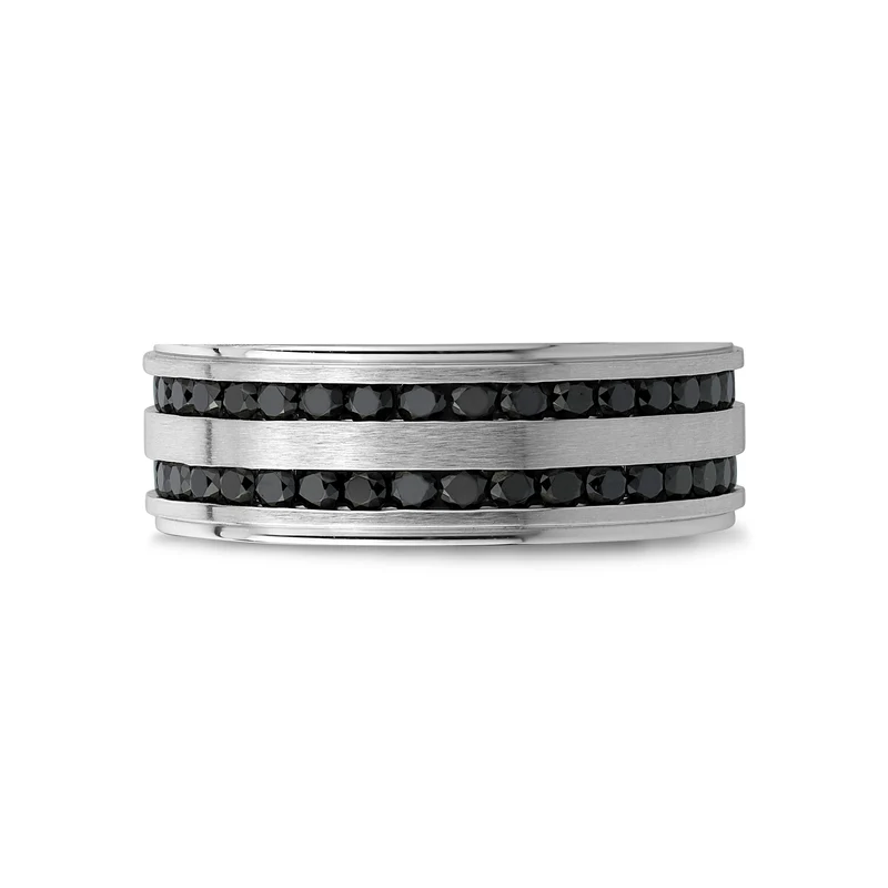 Double rangée de pierres noires Matte Jonc