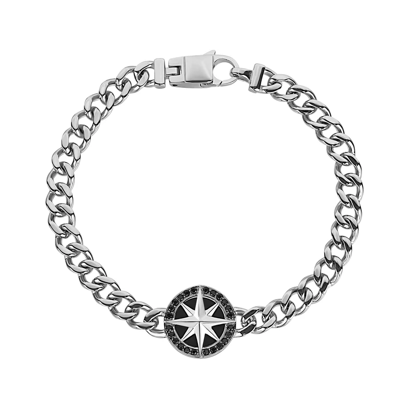 Bracelet boussole étoile du nord sertie de pierres