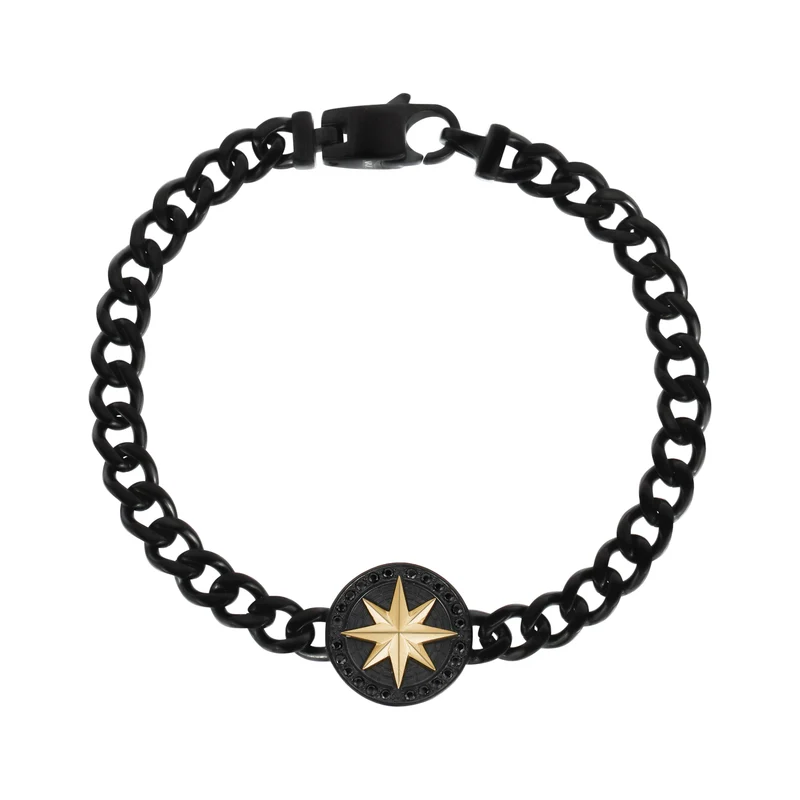 Bracelet boussole étoile du nord sertie de pierres