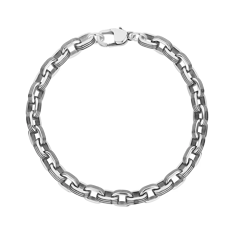 Bracelet à maillons ovales doublés de noir