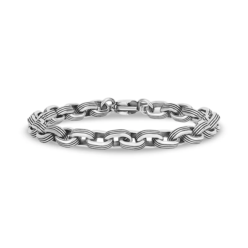 Bracelet à maillons ovales doublés de noir