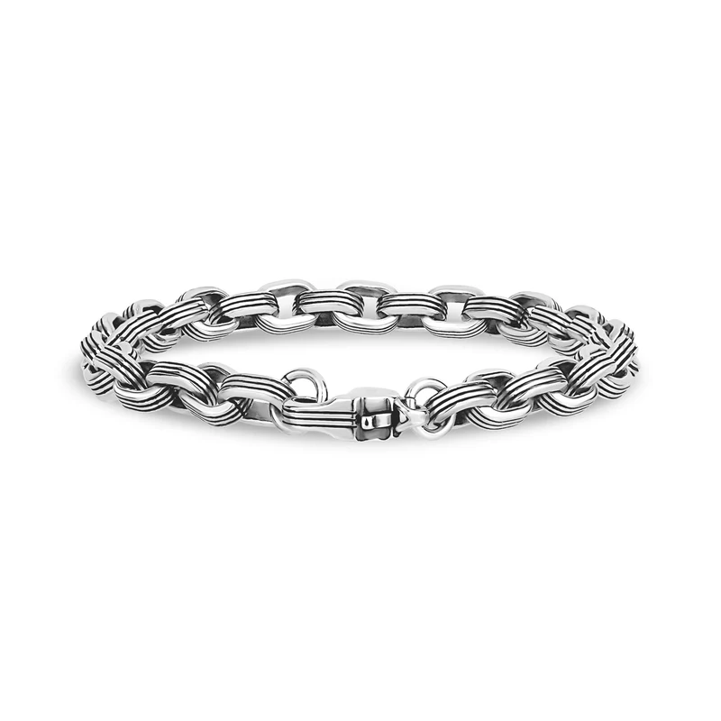 Bracelet à maillons ovales doublés de noir