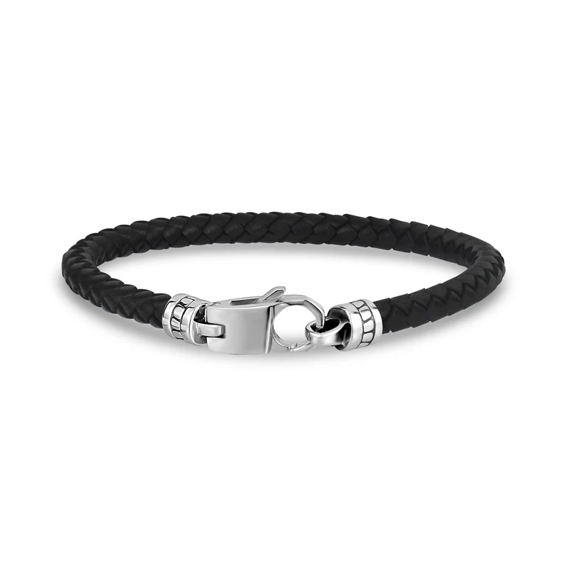 Bracelet élégant en cuir noir