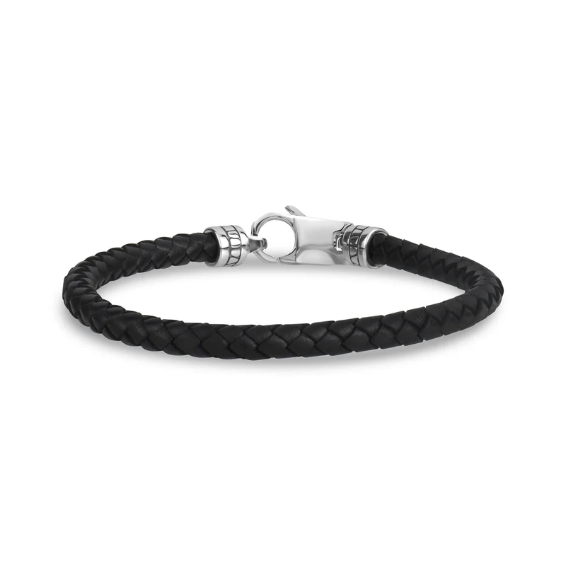 Bracelet élégant en cuir noir