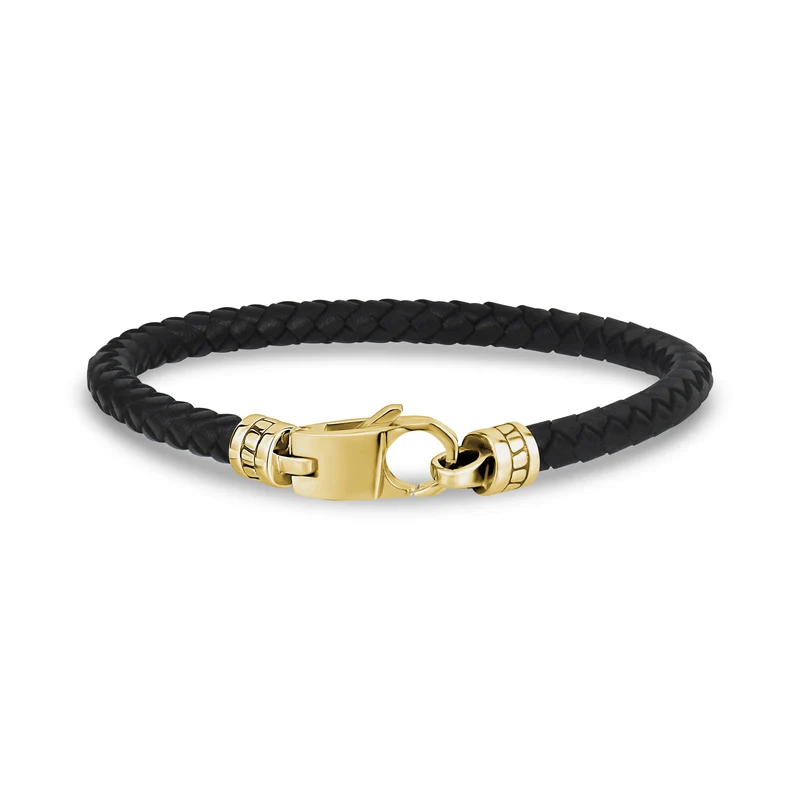 Bracelet élégant en cuir noir