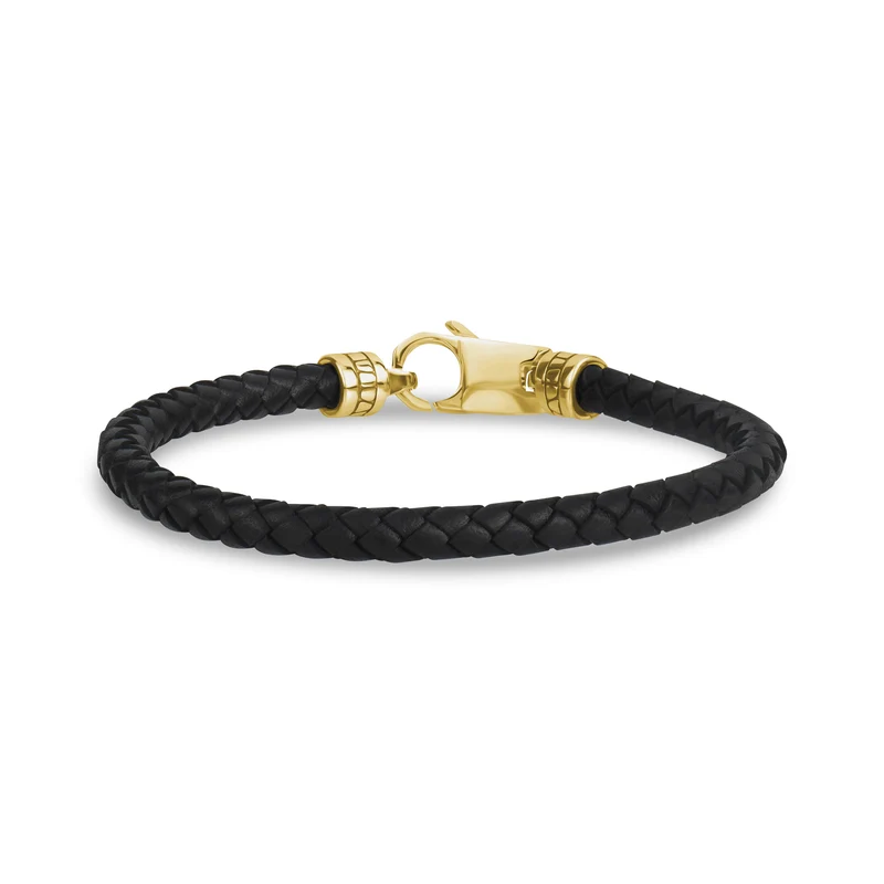 Bracelet élégant en cuir noir