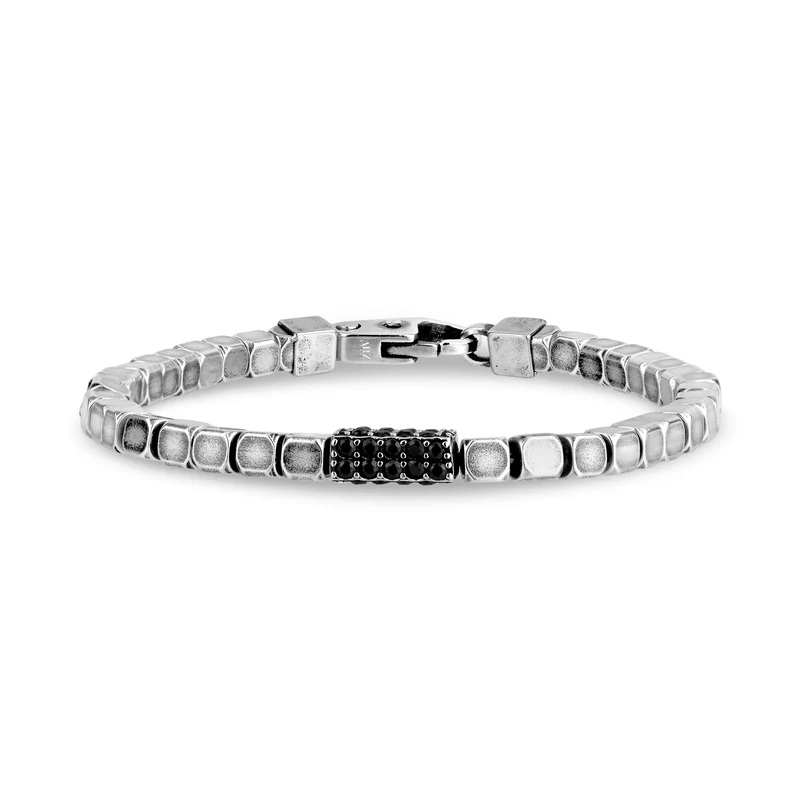 Bracelet à maillons carrés sertis de pierres