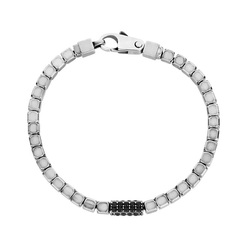 Bracelet à maillons carrés sertis de pierres