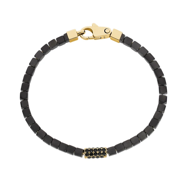 Bracelet à maillons carrés sertis de pierres