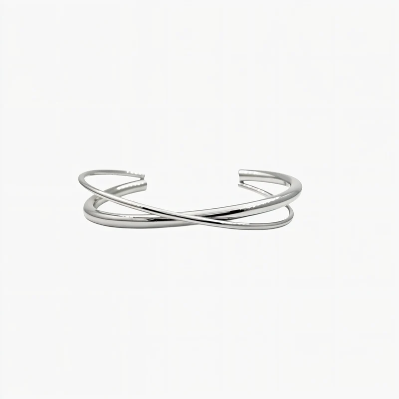 Bracelet jonc Fin Croisé à Finition Brillante