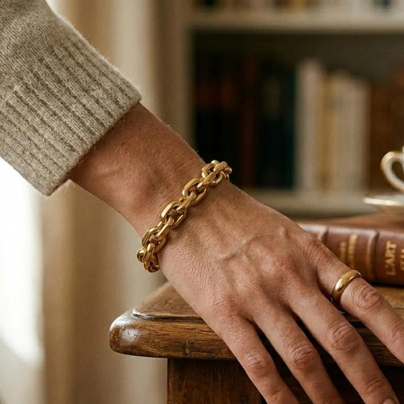 Bracelet Chaîne Serrée À Finition Brillante