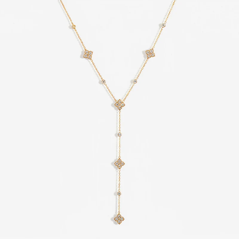 Collier Long Trèfle À Quatre Feuilles Porte-Bonheur