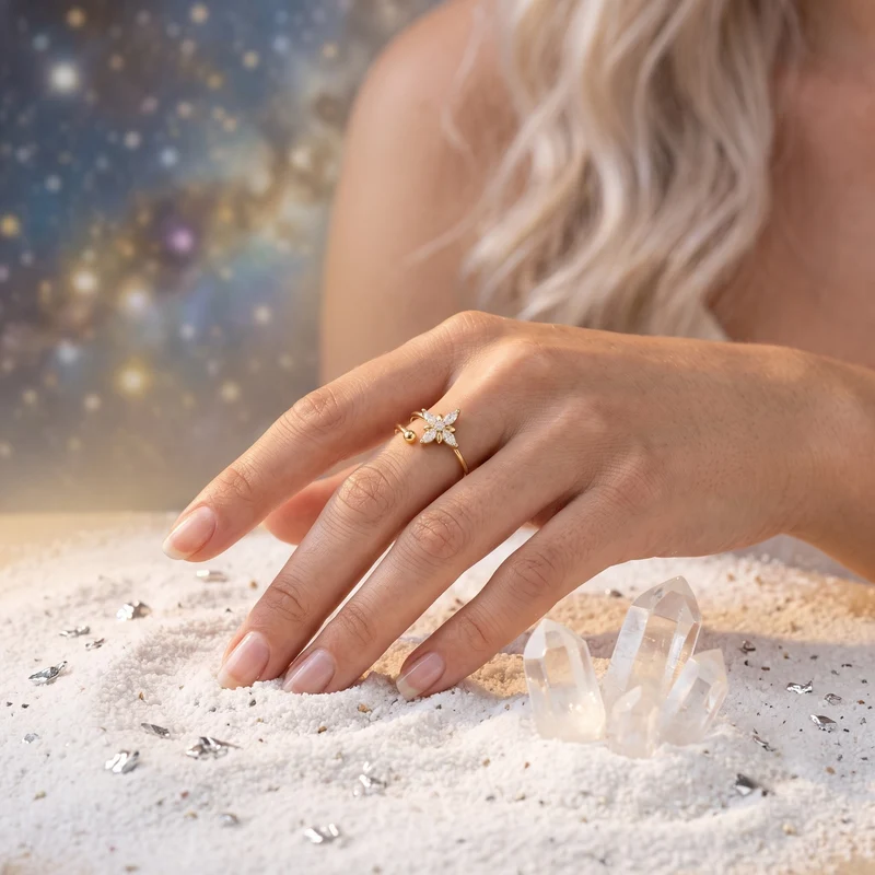 Bague Ouverte Croix Avec Cristaux Brillants