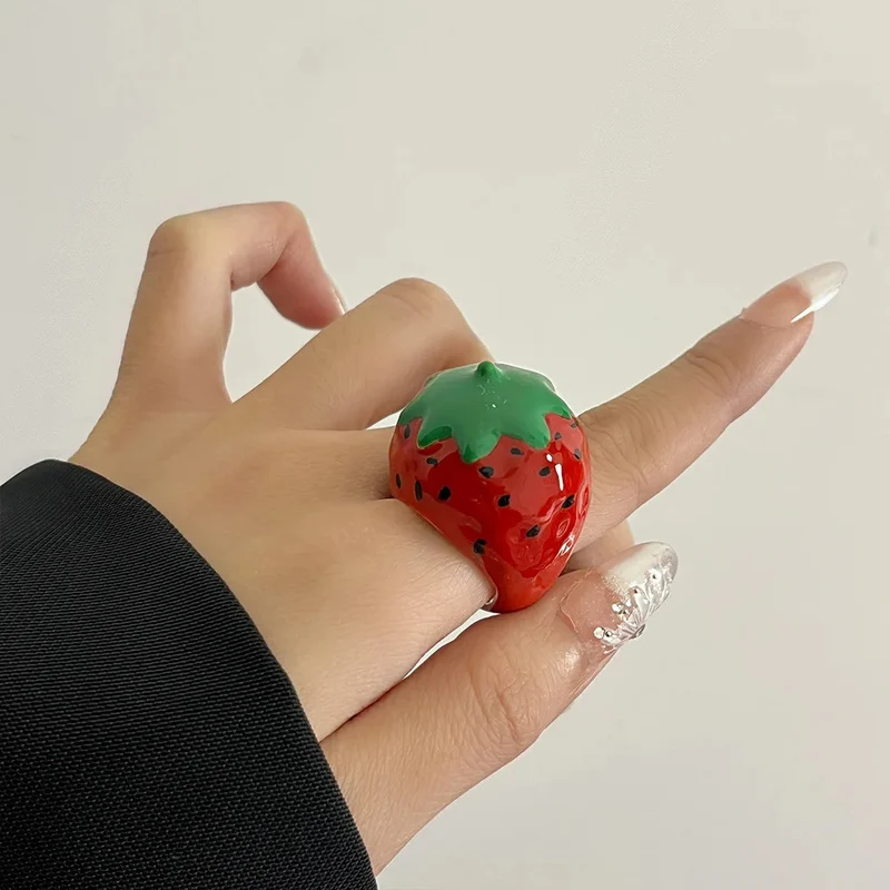 Bague Fraise Émail