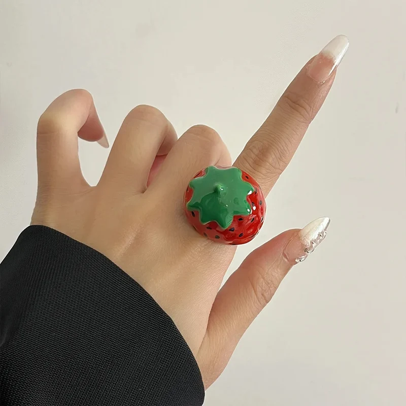 Bague Fraise Émail