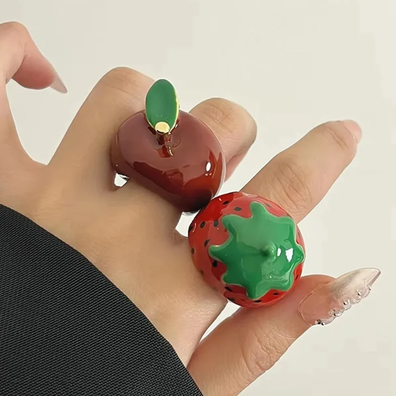 Bague Fraise Émail