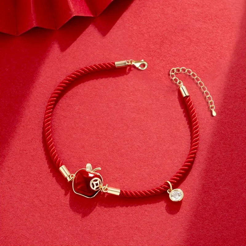 Bracelet Pomme Corde Rouge