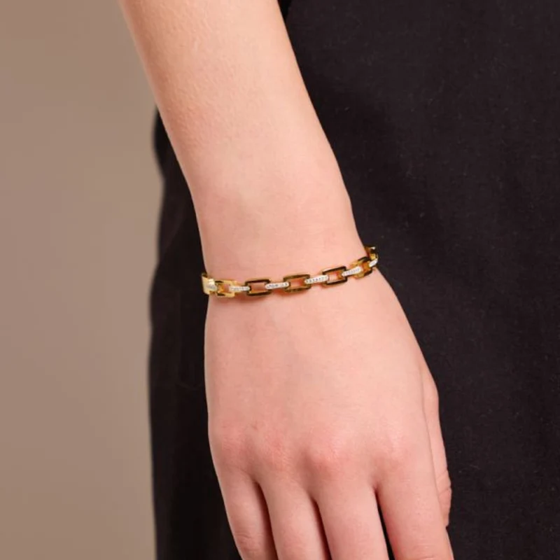Bracelet Jonc Maillon Strass
