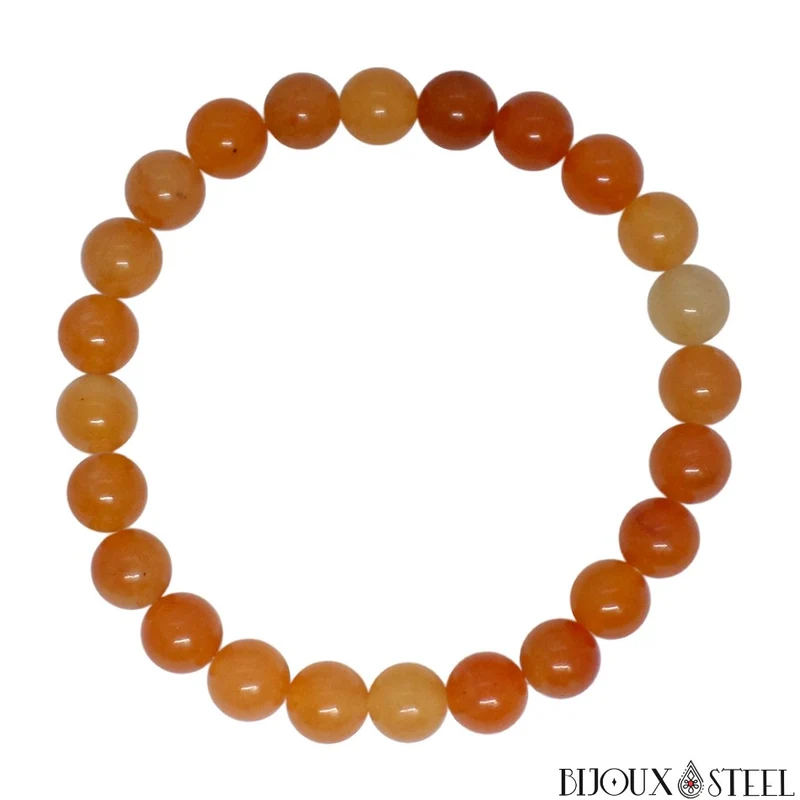 Bracelet en perles d'aventurine orange 8mm