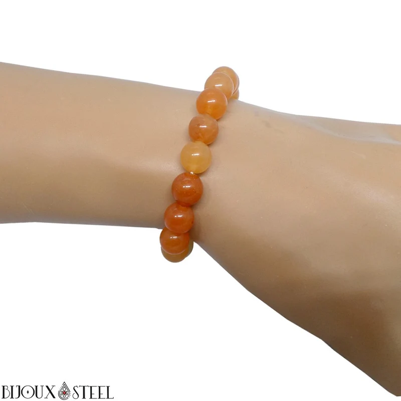 Bracelet en perles d'aventurine orange 8mm