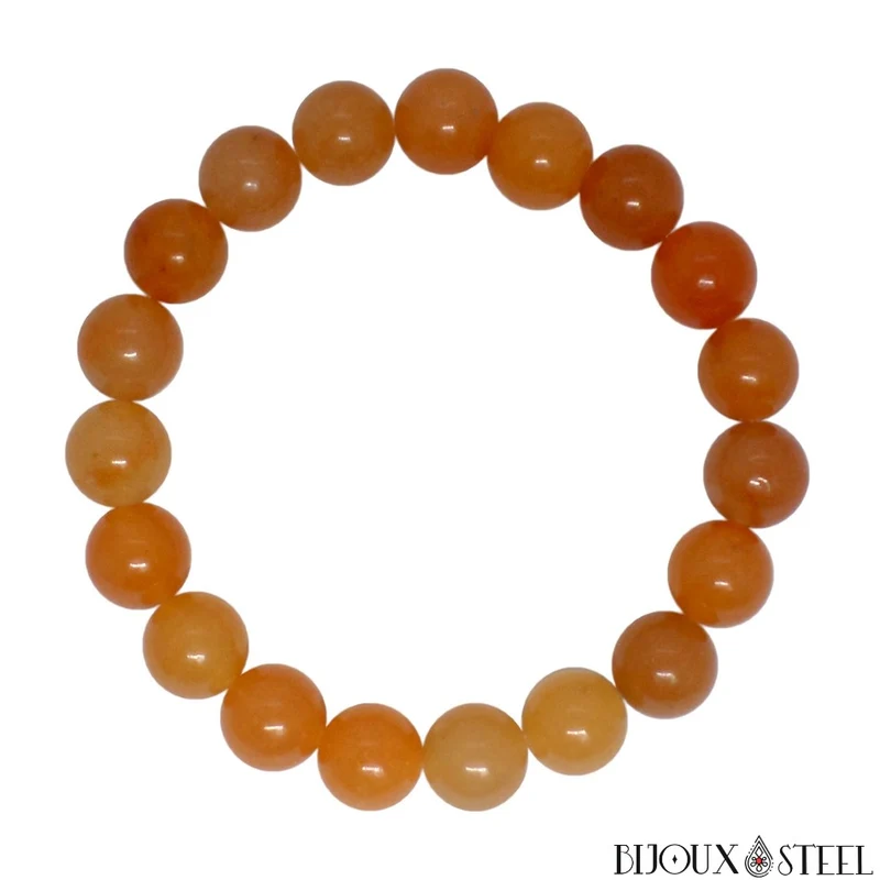 Bracelet en perles d'aventurine orange 10mm