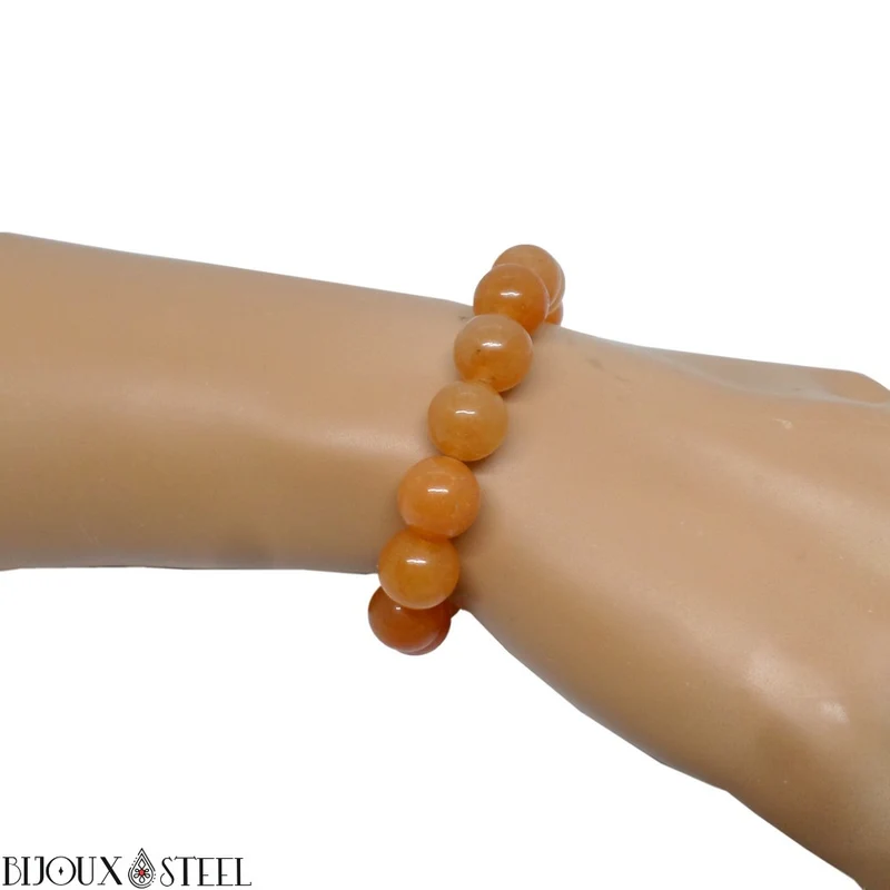 Bracelet en perles d'aventurine orange 10mm