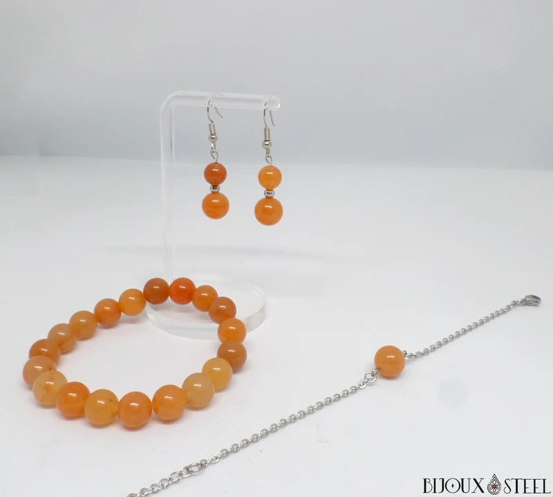 Bracelet en perles d'aventurine orange 10mm