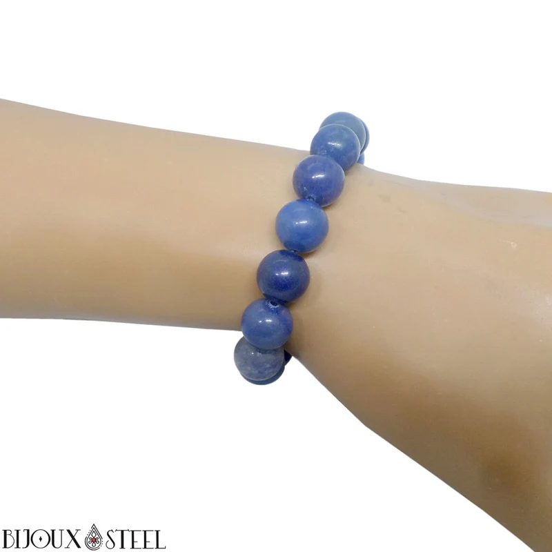 Bracelet en perles d'aventurine bleue 10mm