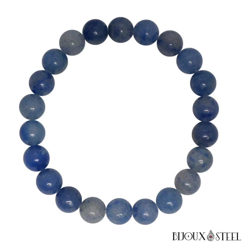 Bracelet en perles d'aventurine bleue 8mm