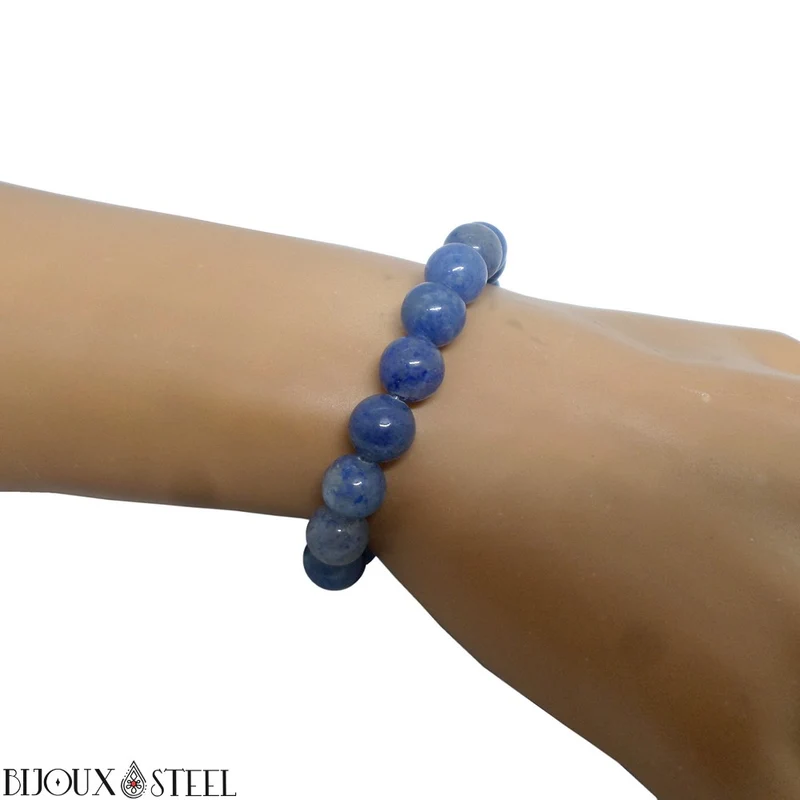 Bracelet en perles d'aventurine bleue 8mm