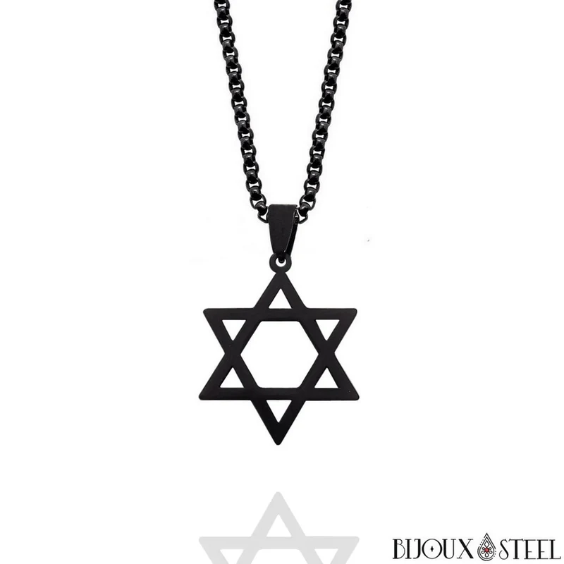 Collier à pendentif étoile de David en acier inoxydable