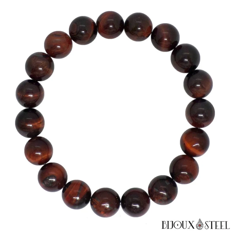 Bracelet en perles d'oeil de taureau 10mm