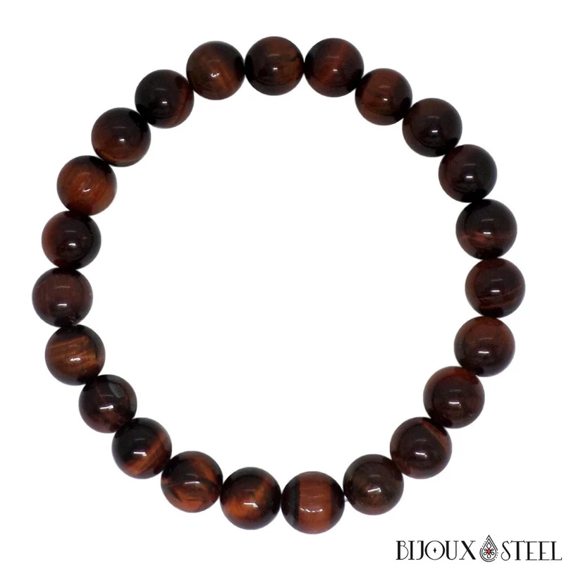 Bracelet en perles d'oeil de taureau 8mm