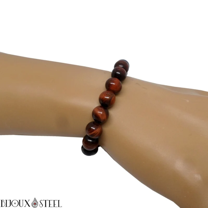 Bracelet en perles d'oeil de taureau 8mm