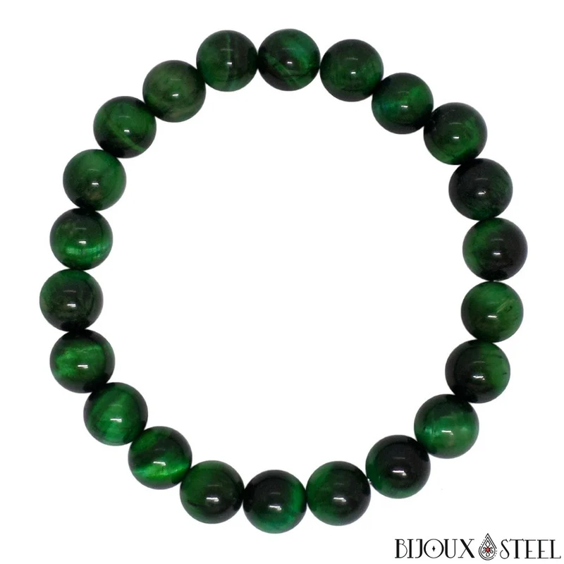 Bracelet en perles d'oeil de tigre vert 8mm