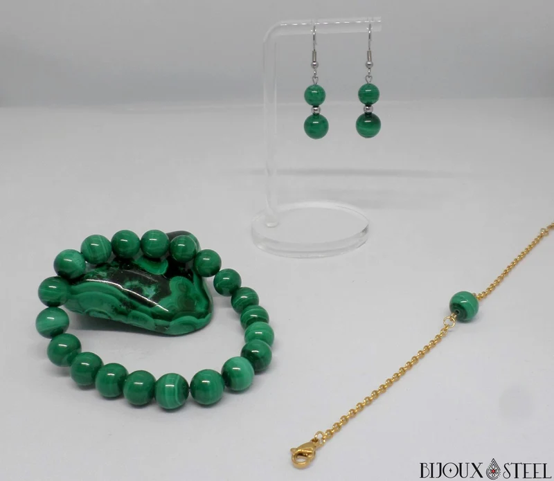 Bracelet en perles de malachite 10mm