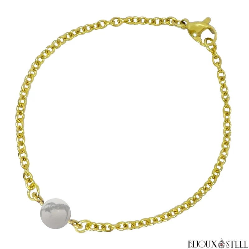 Bracelet à perle d'howlite en acier inoxydable