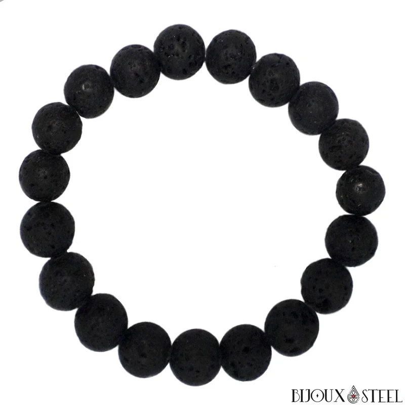 Bracelet en perles de pierre de lave 10mm