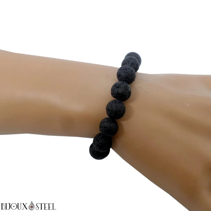 Bracelet en perles de pierre de lave 10mm