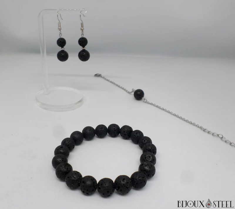 Bracelet en perles de pierre de lave 10mm
