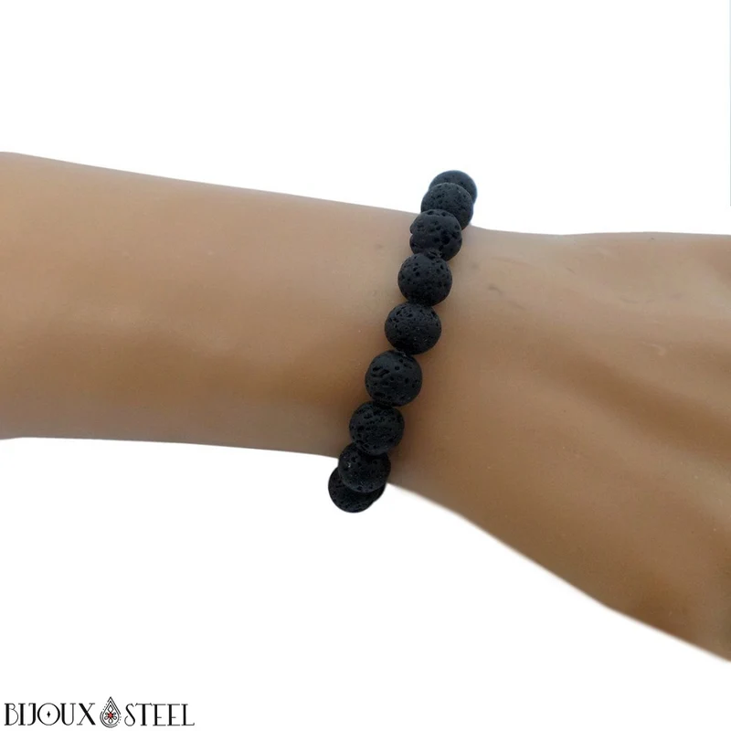 Bracelet en perles de pierre de lave 8mm