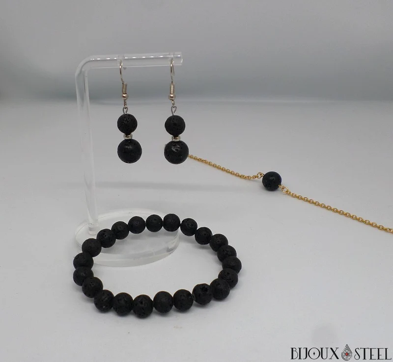 Bracelet en perles de pierre de lave 8mm